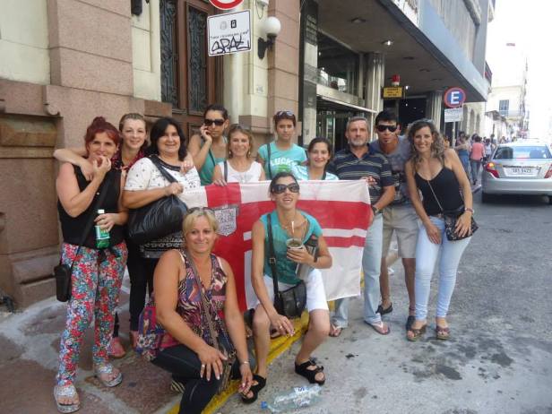 Covialfam, en el festejo tras el sorteo. Foto: red Facebook.